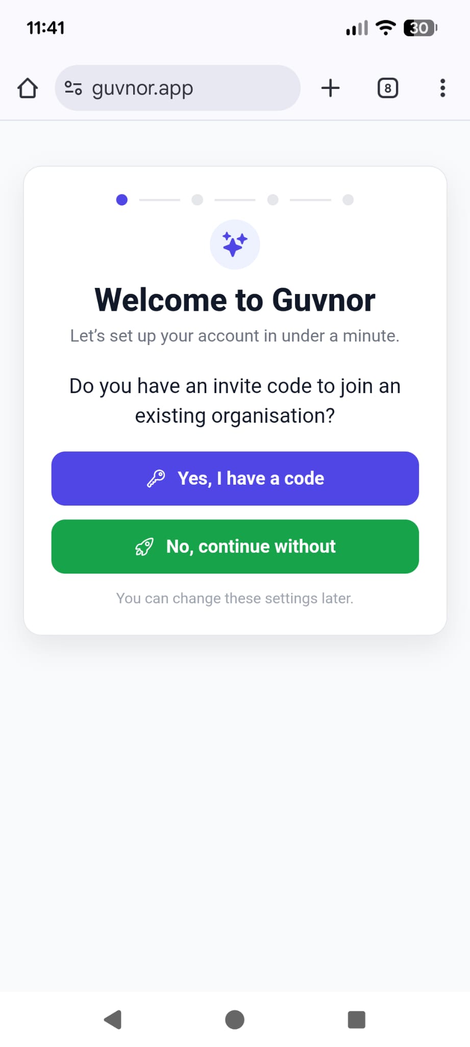 First time login - add team code