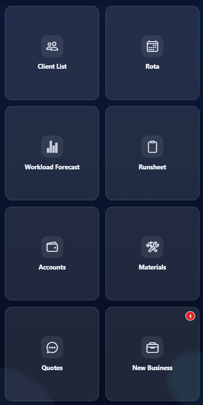New Business alert indicator on the homescreen
