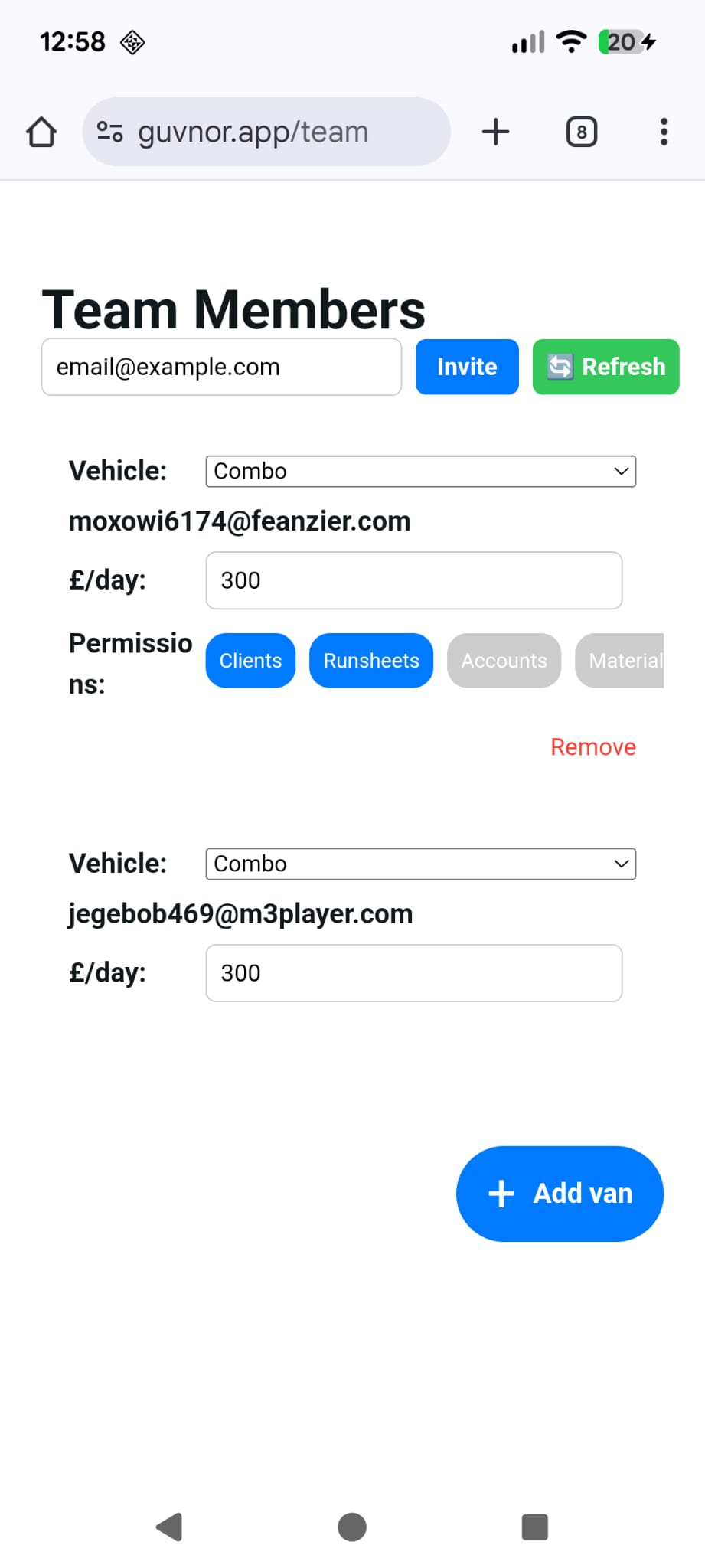 Team member added screen